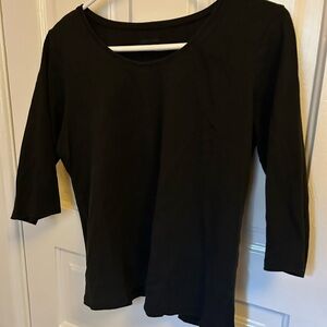 Eileen Fisher Classic Black Mid Sleeve Tee